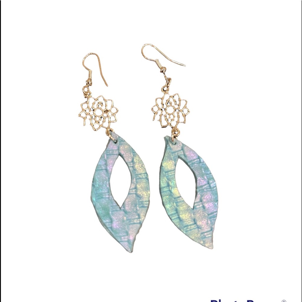Brand new faux leather turquoise earrings